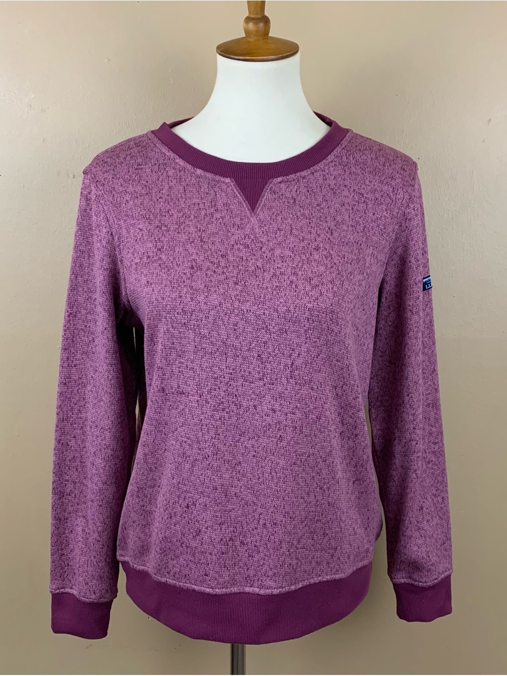 LL Bean Sweater Womens Small Purple Fleece Casual Outdoor Long Sleeve Pullover